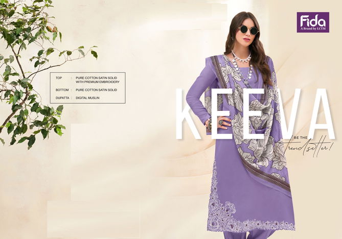 Keeva By Fida Printed Pure Cotton Satin Dress Material Wholesale Clothing Suppliers In India